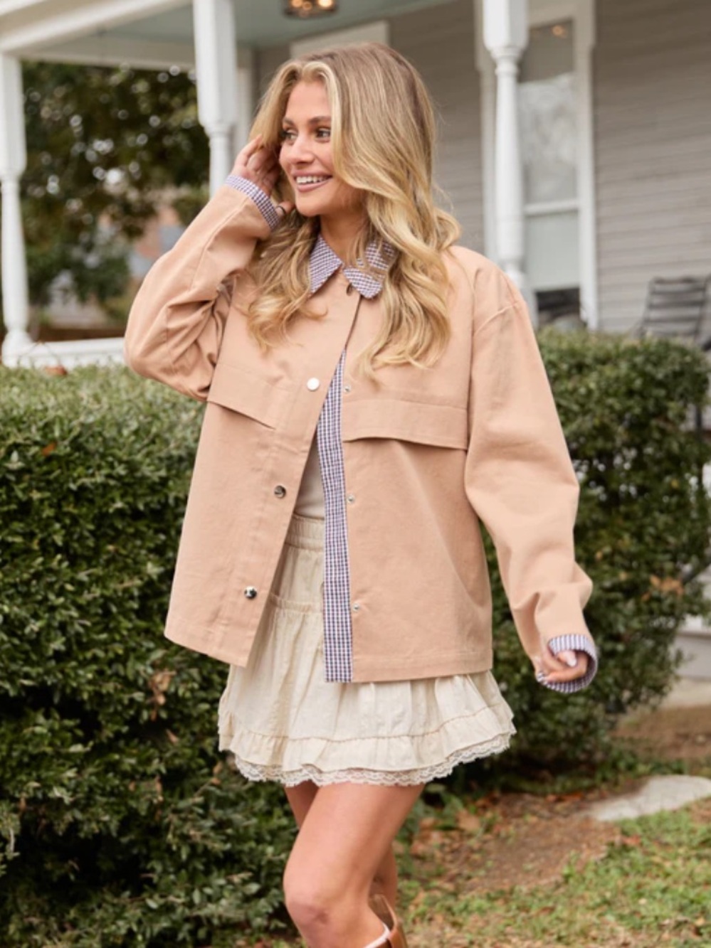 Pink Lily Corduroy Jacket with Button Front